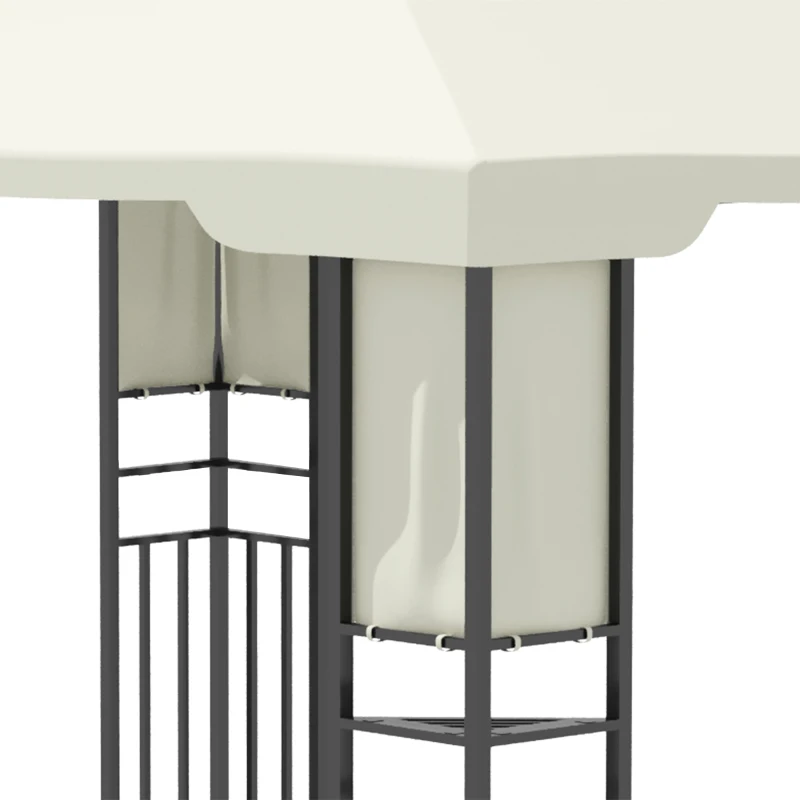 Outsunny 10' X 13' Outdoor Patio Gazebo with Double Vented Roof, Storage Shelves, Steel Frame for Lawn, Backyard and Deck, Cream White