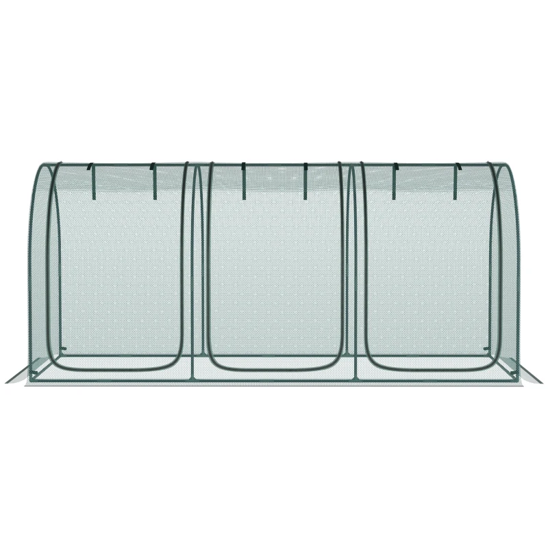 Outsunny 9' x 4' Crop Cage, Garden Plant Protector, with 3 Zippered Doors and 4 Ground Stakes, for Garden, Yard, Lawn, Green