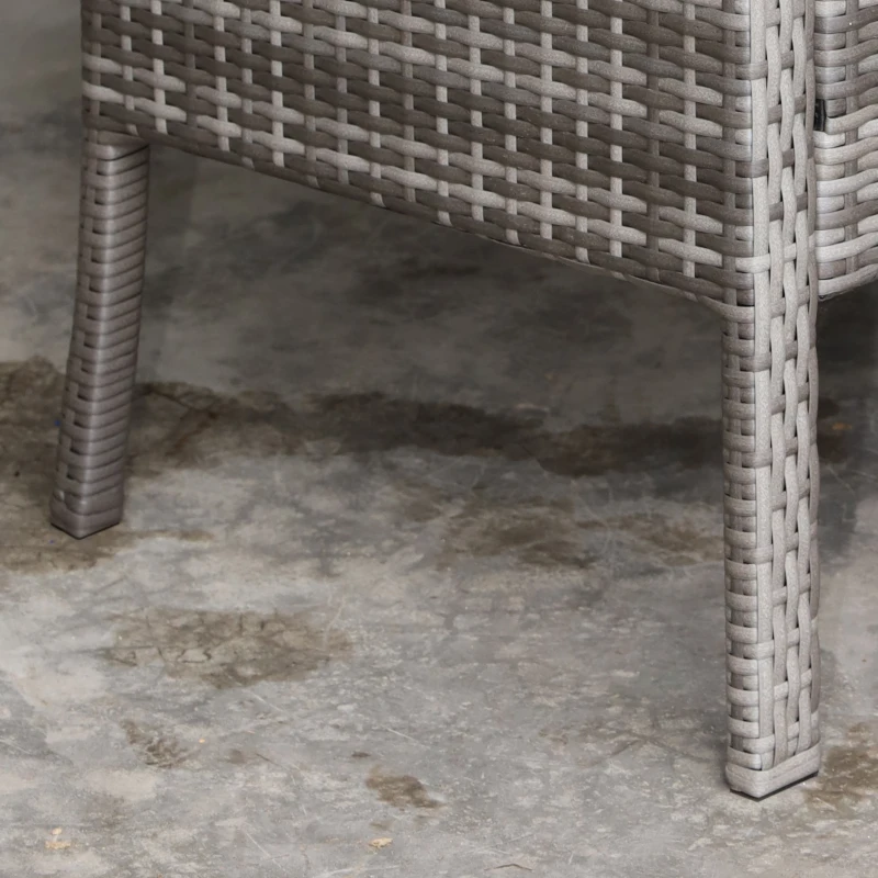 Outsunny 3 Pieces Wicker Patio Furniture Set, Rattan Bistro Set with Coffee Table and Cushions, Outdoor Conversation Set for Garden, Porch, Balcony, Grey