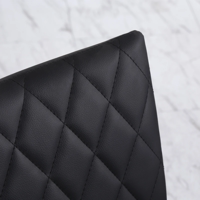 HOMCOM Set of 6 Modern Dining Chairs, Tufted High Back Side Chairs with Upholstered Seat, Steel Legs for Living Room, Black