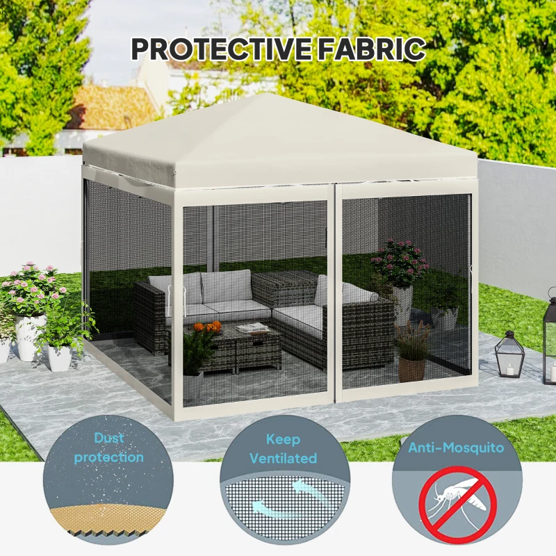 Outsunny Gazebo Mosquito Netting, Replacement Mosquito Netting with Zippers for 10' x 10' Pop-Up Canopy Tent (Mosquito Net Only)