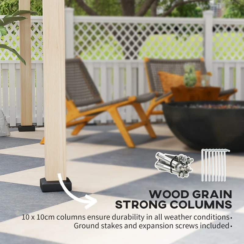 Outsunny 10' x 12' Hardtop Gazebo with Metal Roof, Wood Grain Frame Outdoor Gazebo Canopy for Patio, Garden, Backyard, Lawn