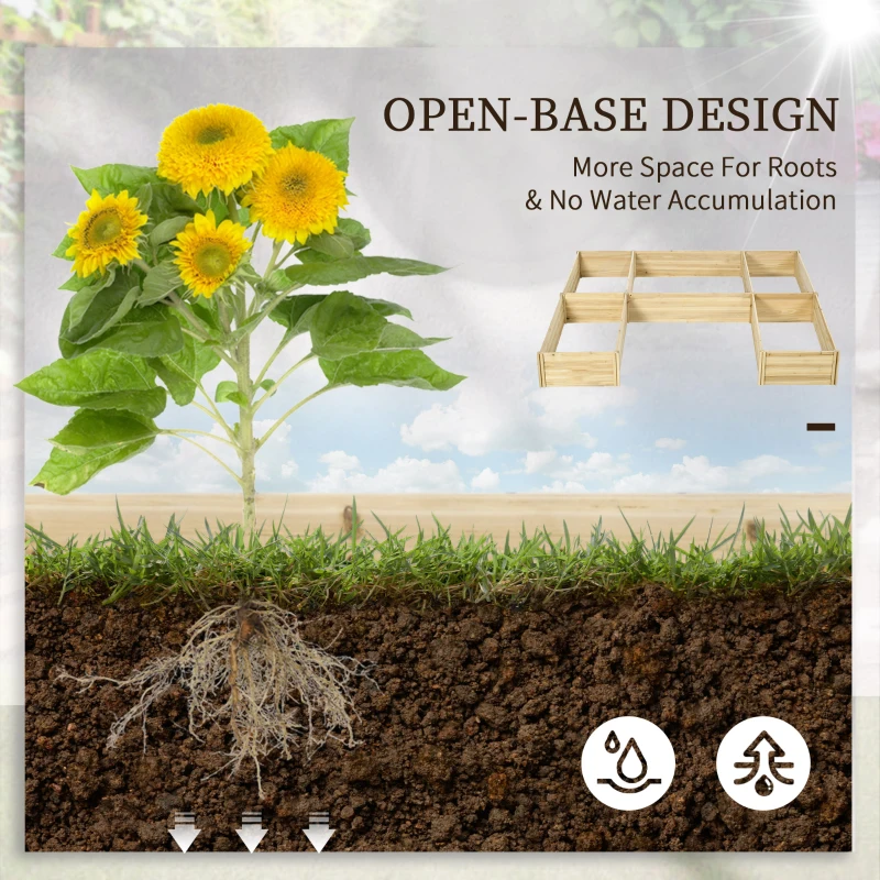 Outsunny DIY 5-box Garden Planter with Open Bottom for Outdoor Plants, Vegetables, Flowers, Herbs, Natural Wood