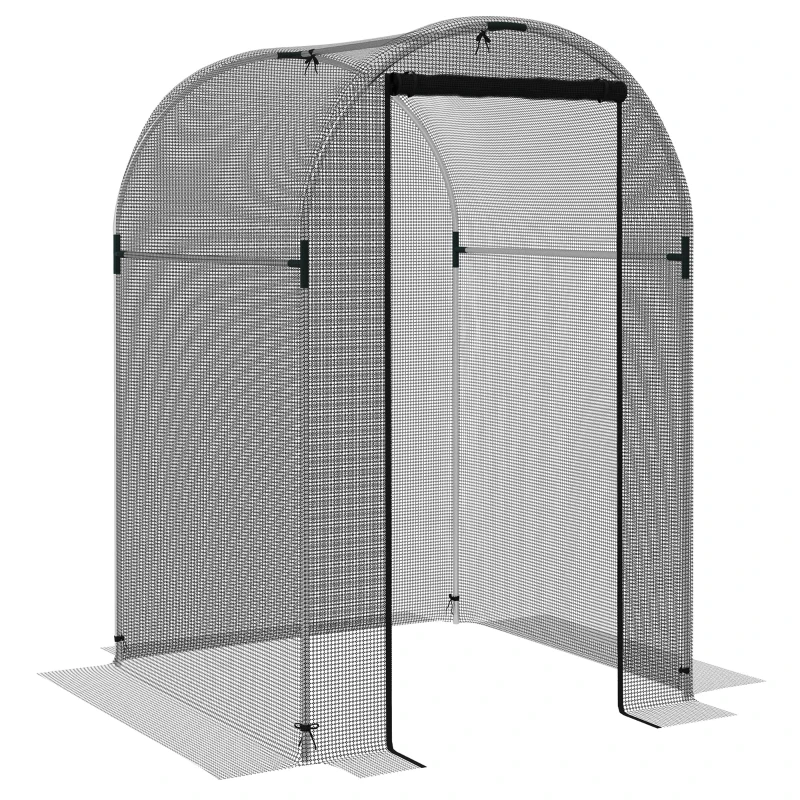Outsunny Galvanized Steel Crop Cage, Plant Protection Tent with Zippered Door, 4' x 4', Black