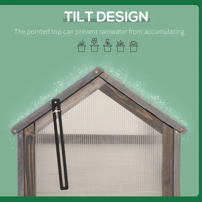 Outsunny Wooden Cold Frame Greenhouse Garden Portable Raised Planter with Openable Top for Indoor, Outdoor, Flowers, Vegetables, Plants, 35.5" x 20.5" x 19.5", Grey