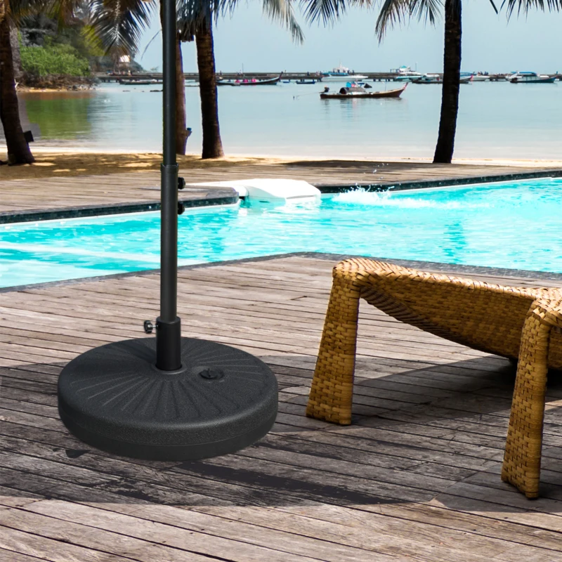Outsunny 48 lb Heavy Duty Patio Umbrella Base, Water Filled Market Umbrella Stand with Steel Pole for Outdoor, Backyard, Black