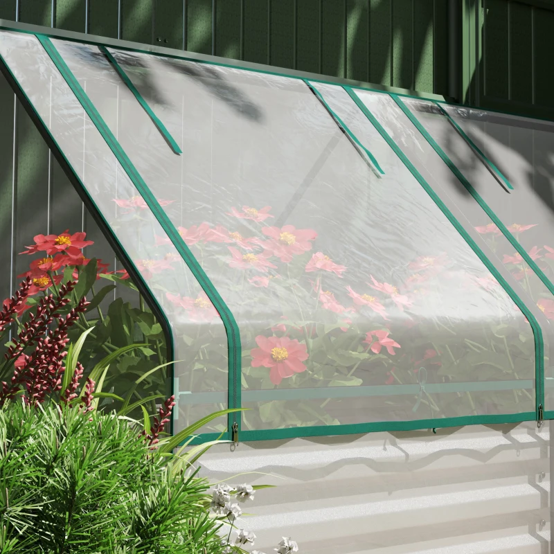 Outsunny 6' x 3' Metal Planter Box with Cover, Raised Garden Bed with Mini Greenhouse for Herbs, Vegetables, Clear and Silver