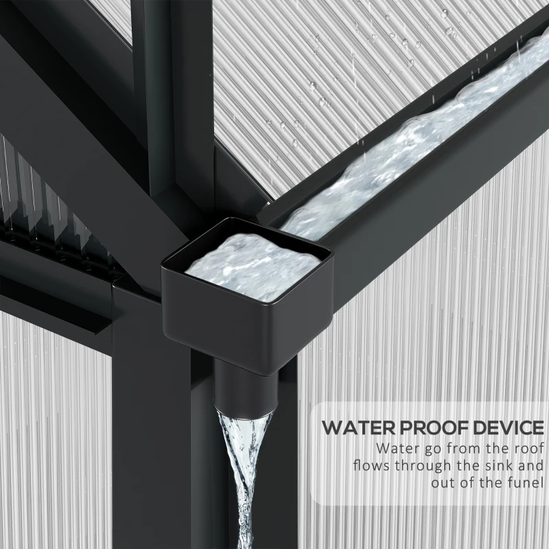 Outsunny 6' x 10' x 6.6' Polycarbonate Greenhouse, Walk-In Green House Kit Garden, Plants Grow, Galvanized Sheet Aluminum Frame with Rain Gutter, Vents and Sliding Door, Grey