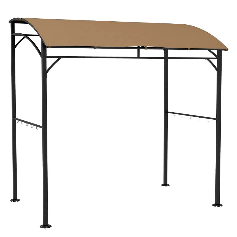 Outsunny 7' x 5' Garden Grill Canopy, BBQ Grill Gazebo Tent with Steel Frame and Hooks, Outdoor Sun Shade, Dark Brown