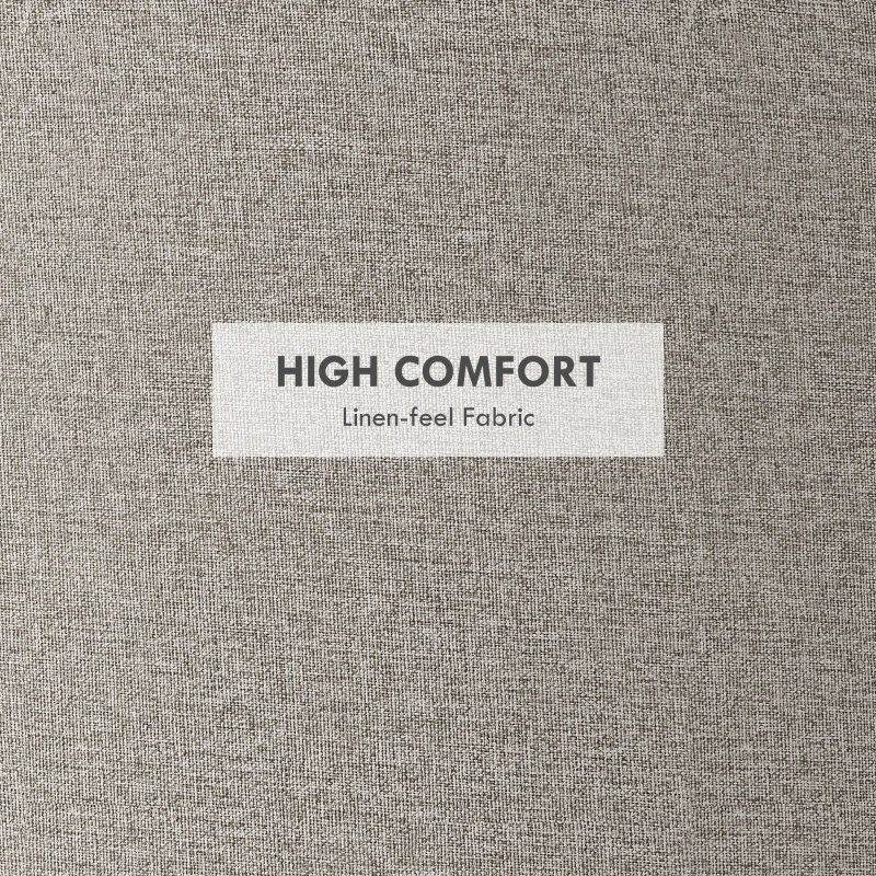 HOMCOM Round Storage Ottoman Coffee Table with Flip Top Tray, Linen Fabric Upholstered Footstool with Hidden Compartment