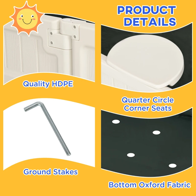 Outsunny Kids Outdoor Sandbox with Cover Garden Bed, Easy Assembly for Backyard, Cream White, 48.5" x 48.5" x 8.25"