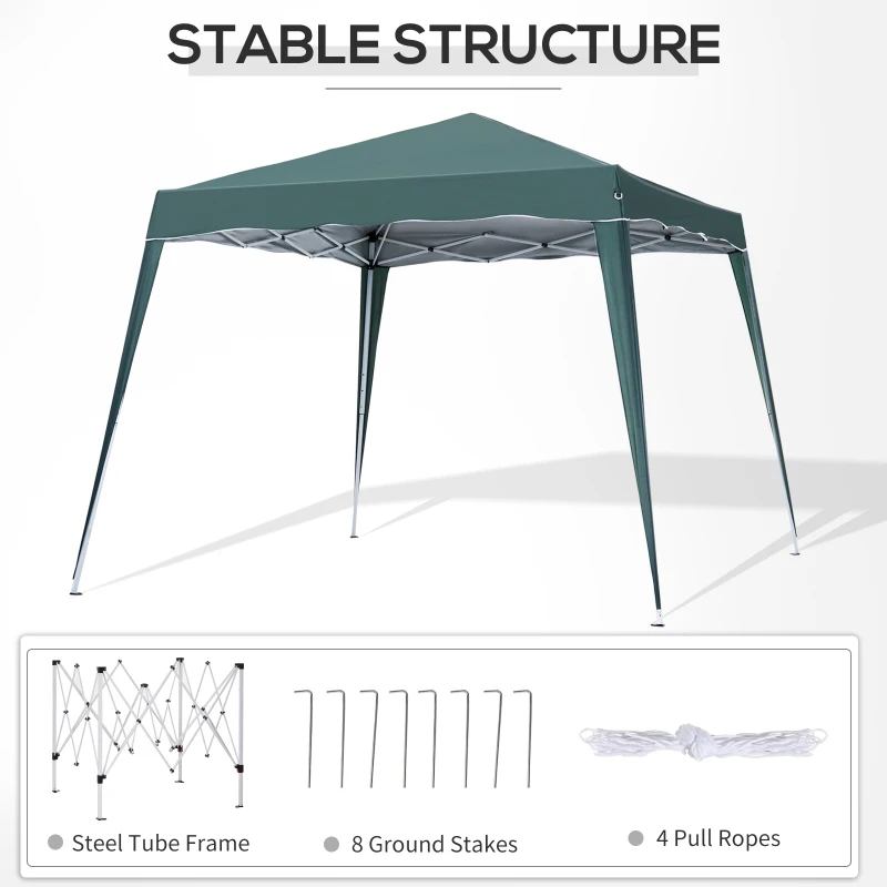 Outsunny 8' x 8' Pop Up Canopy, Outdoor Foldable Tent, Portable Canopy Tent with Carrying Bag for Camping, Party, Picnic, Green