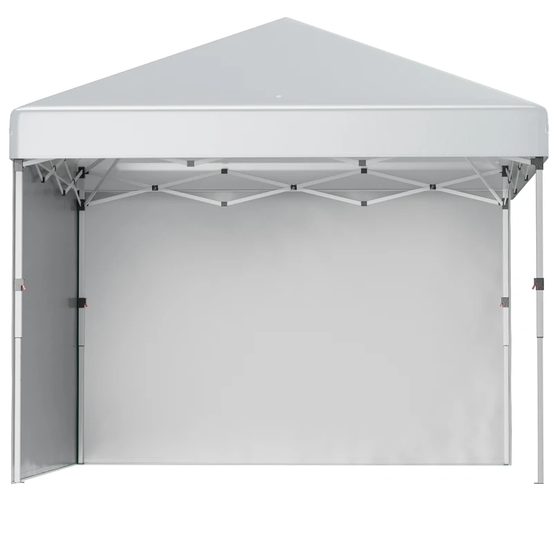 Outsunny 10' x 10' Pop Up Canopy with Sidewalls, Roller Bag, Height Adjustable Instant Tent for Outdoor Garden Patio, Light Grey