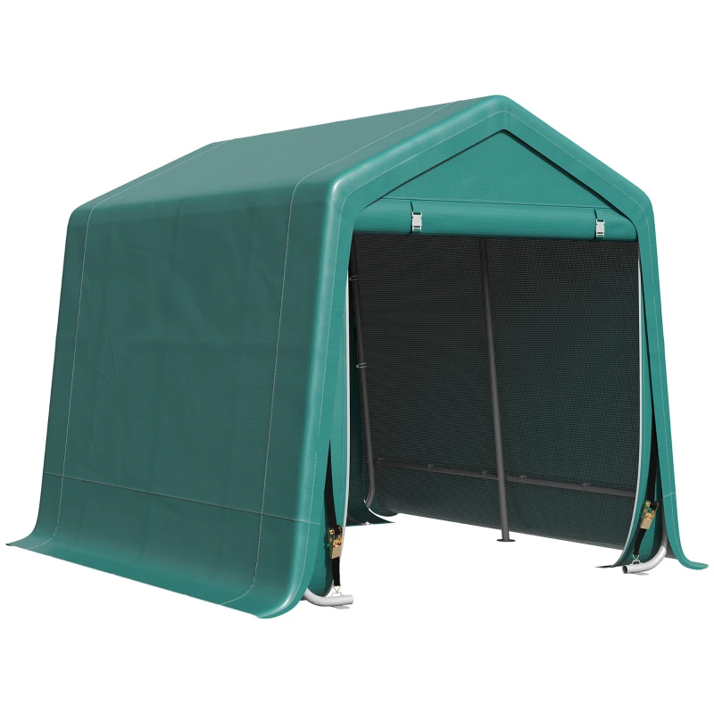 Outsunny 7.9' x 6.6' Garden Storage Tent, Patio Storage Shelter w/ Metal Frame and Double Zipper Doors, Green
