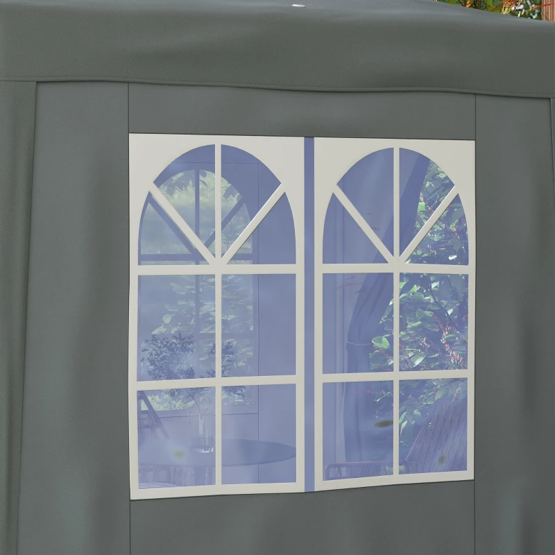 Outsunny 6.6'x6.6' Pop Up Canopy Tent with Sidewalls, Instant Sun Shelter Camping Gazebo with Carry Bag, Grey