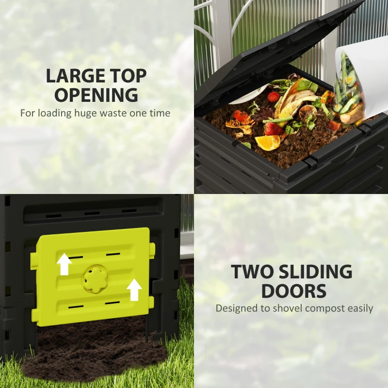 Outsunny Compost Bin, Garden Composter with 80 Vents and 2 Sliding Doors, 120 Gallon (450L), Yellow