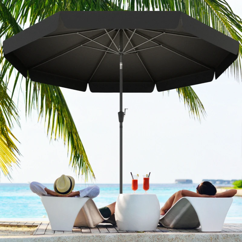 Outsunny 8.5 ft Outdoor Market Table Umbrella, Round Patio Umbrella with Tilt and Crank for Garden, Backyard, Deck, Black