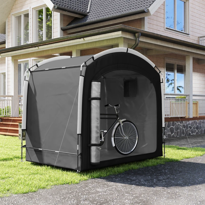 Outsunny Bike Storage Shed Tent, Portable and Waterproof with 210D Oxford Fabric and Carry Bag for 3-4 Bicycles, Black