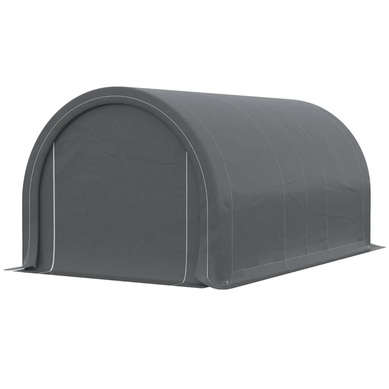 Outsunny 10' x 16' Heavy Duty Portable Carport Tent with Zippered Door, PE Cover for Car, Boat, Motorcycle, Bike, Grey