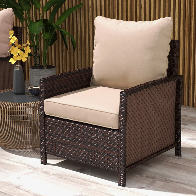 Outsunny 4-Piece Seat Cushion Pillows Replacement, Patio Chair Cushions Set with Back for Indoor Outdoor, Beige