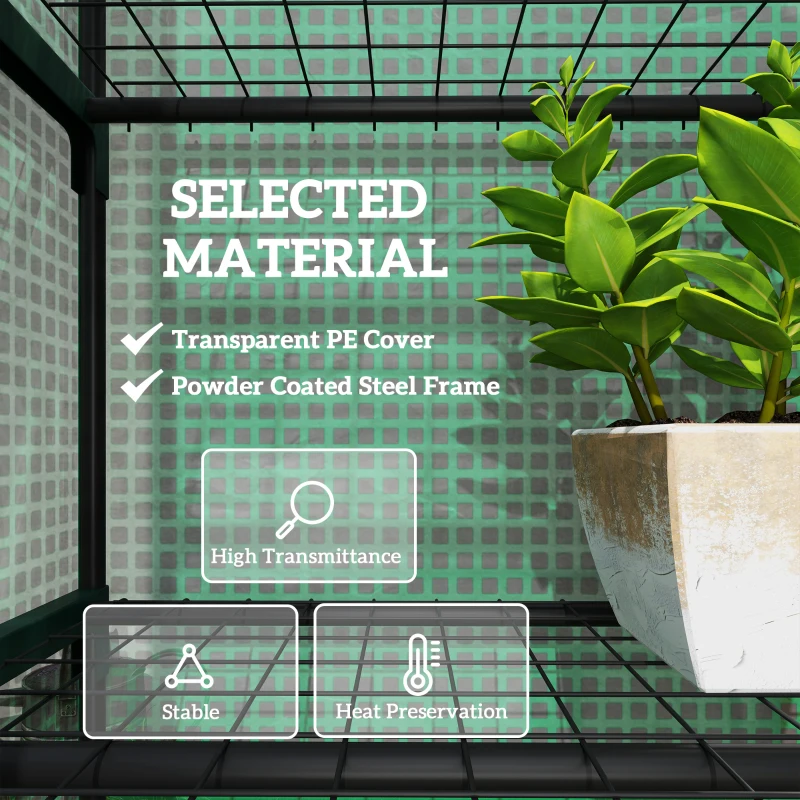 Outsunny 5 Tier Mini Greenhouse, Portable Outdoor Flower Stand with Shelf Clips, Indoor Greenhouse with Steel Frame, Transparent, 27.25" x 19.25" x 76", Green