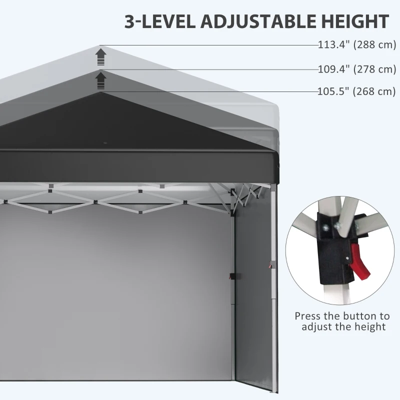 Outsunny 10' x 10' Pop Up Canopy with Sidewalls, Roller Bag, Height Adjustable Instant Tent for Outdoor Garden Patio, Black