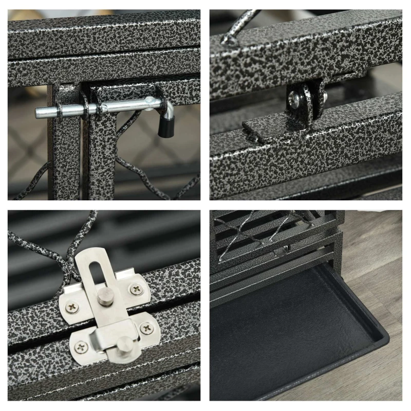 PawHut Heavy Duty Dog Crate w/ Wheels, Openable Top, Removable Tray, Bowl, for All-Sized Dogs, 42.5" x 29" W x 35"