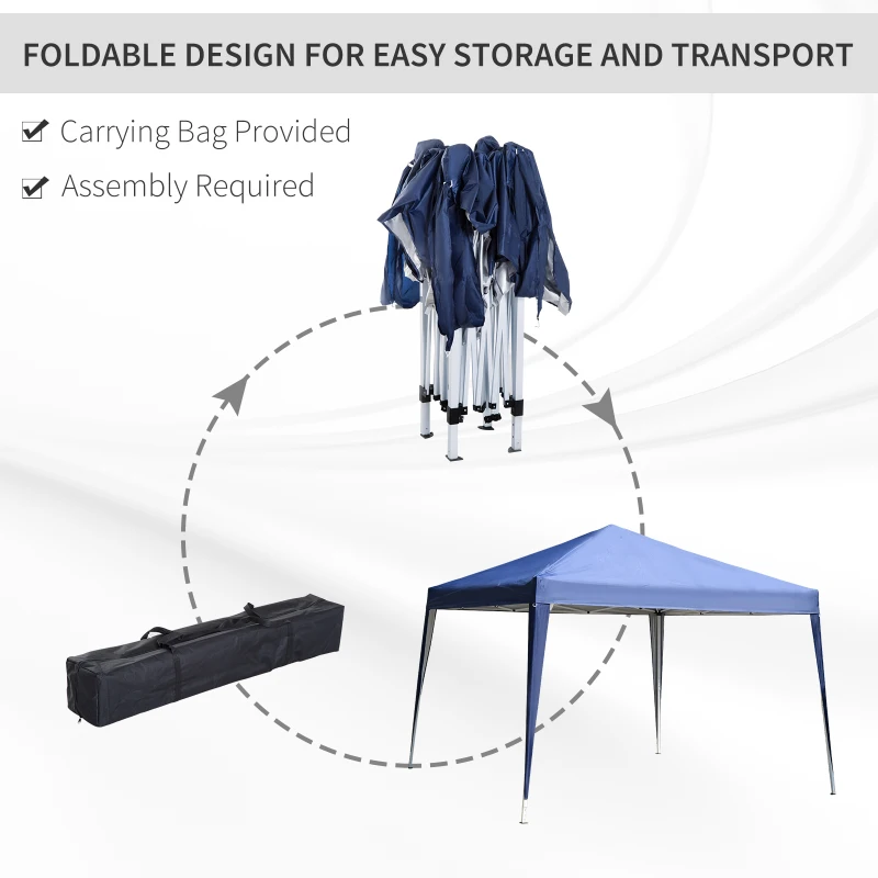 Outsunny 10 x 10ft Folding Pop Up Tent Outdoor Gazebo Canopy with Carrying Bag, Blue