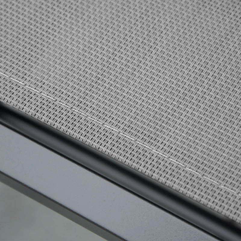 Outsunny Patio Glider with Breathable Mesh Fabric Seat & Backrest, Metal Frame Outdoor Glider Swing Chair with Armrests, Grey