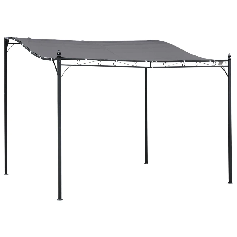Outsunny 10'x10' Outdoor Pergola, Steel Gazebo Canopy, Portable Sun Shelter Door Porch Cover, Grey