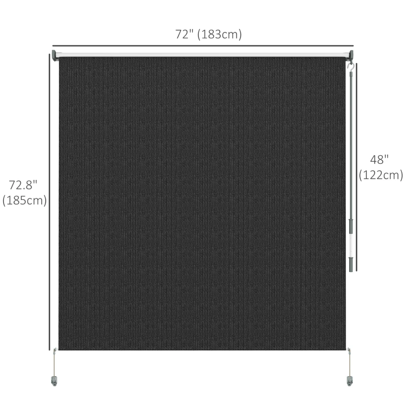 Outsunny 6' x 6' Patio Door Blinds, Outdoor Roller Shades, Cordless Roll Up Shade for Porch Gazebo, Black