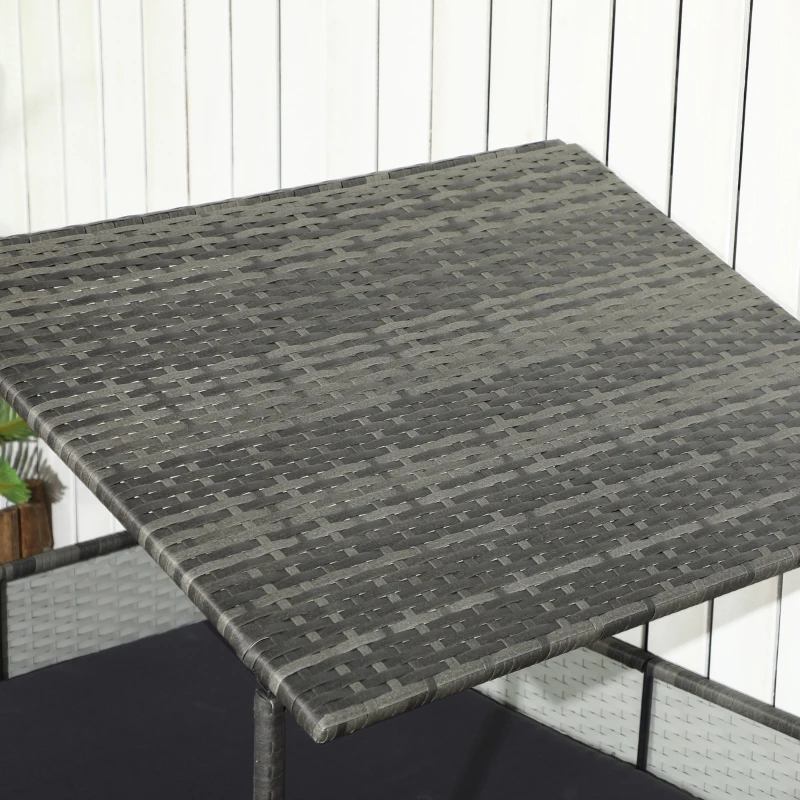 PawHut Outdoor Dog Bed with Canopy, Rattan Dog Bed with Soft Cushion Removable Cover for Medium and Large Dogs, Dark Gray