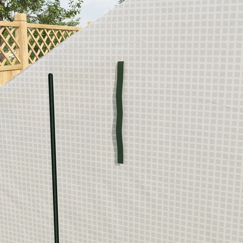 Outsunny Outdoor Walk-in Greenhouse with Roll-up Zipper Door, 18 Shelves, PE Cover, 95.25" x 70.75" x 82.75", White