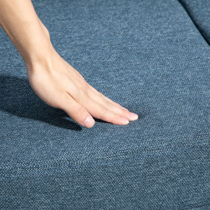 HOMCOM Vintage Loveseat, Upholstered Love Seat Furniture, Fabric 2 Seater Sofa with Rolled Arms, Rubber Wood Legs, Dark Blue