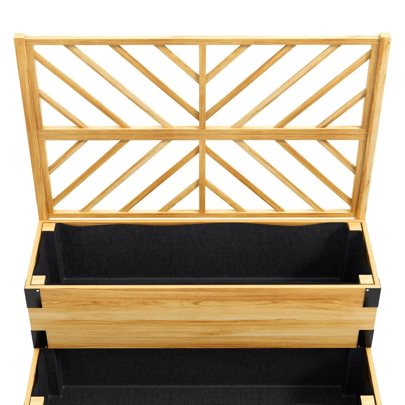 Outsunny Raised Garden Bed with Trellis, 2 Tier Wooden Elevated Planter Box, for Vegetables, Flowers, Herbs, Natural