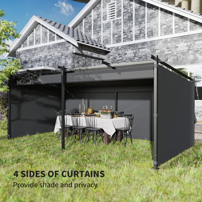 Outsunny 10' x 20' Metal Retractable Pergola Canopy with Sidewalls, Outdoor Gazebo UPF30+ Sun Shade Shelter for Garden, Deck