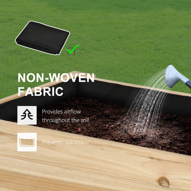 Outsunny Raised Garden Bed with Legs, Elevated Box Planter with Storage Shelf, Bed Liner for Backyard Patio, Natural Wood