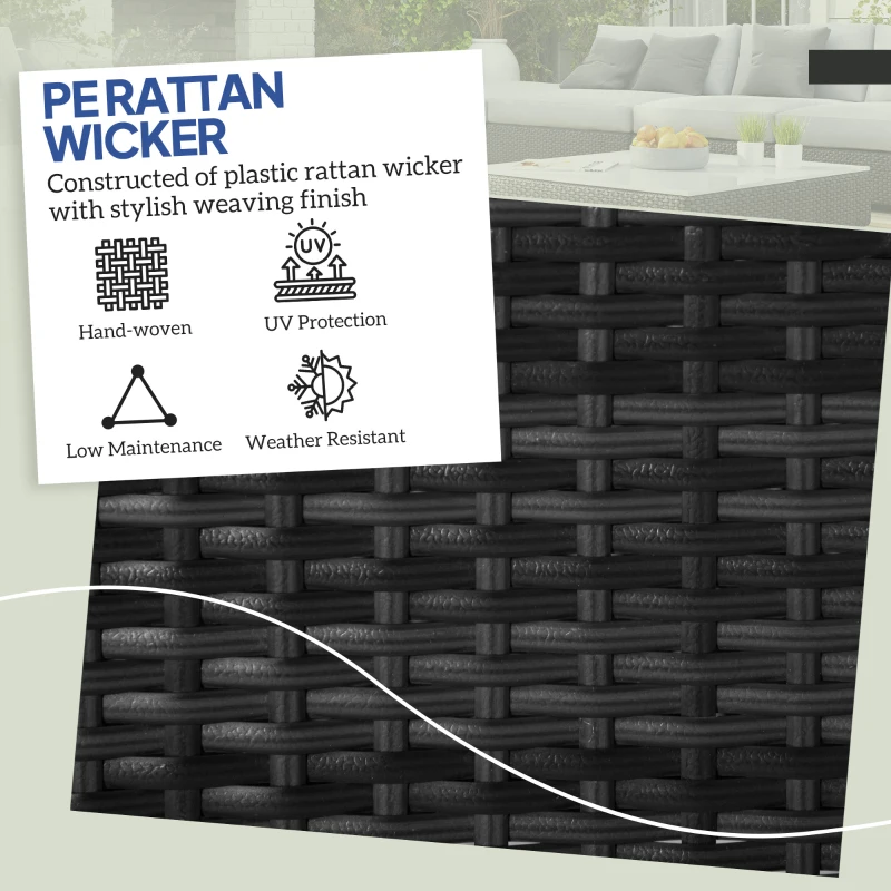 Outsunny 2 Pieces Wicker Outdoor Ottoman with Storage, Removable Cushion, Square Outdoor Footstool, Seating, Side Table, Grey