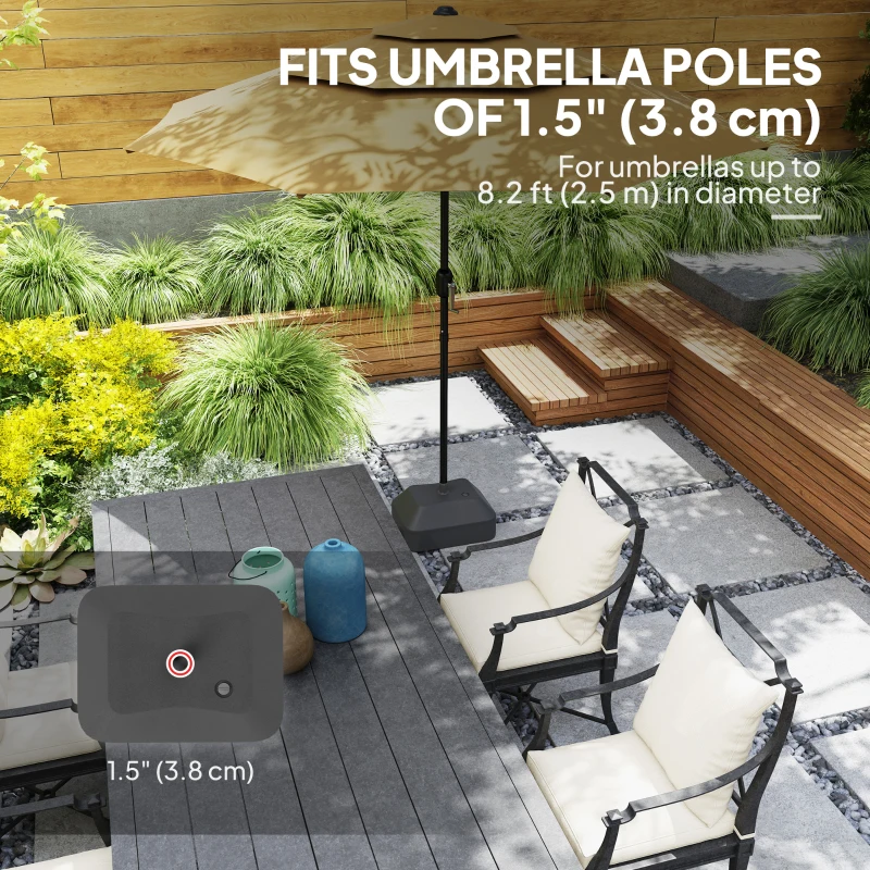 Outsunny Rectangular Plastic Fillable Patio Umbrella Base, Heavy Duty Outdoor Umbrella Stand Base, Filled Up to 53lbs with Stand or 44lbs with Water for Deck Poolside, Black