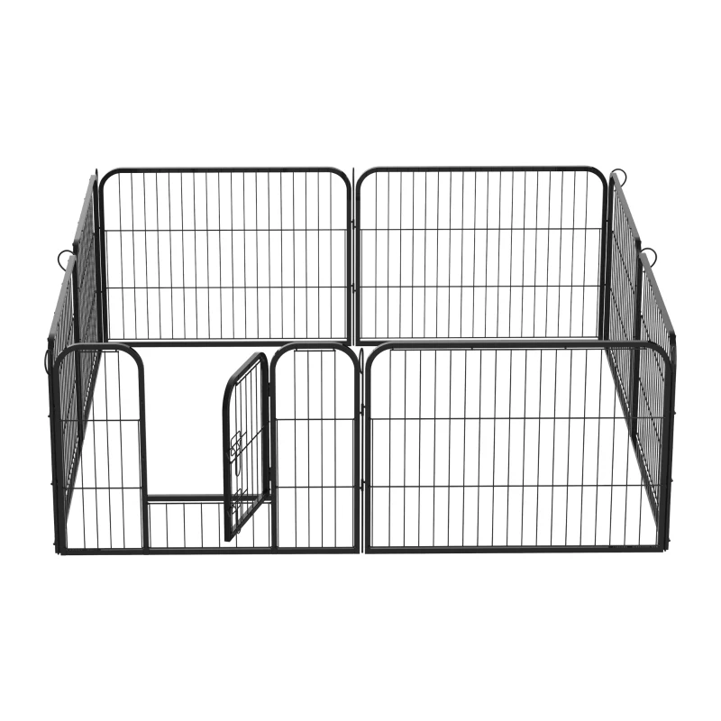 PawHut Dog Playpen, Wide 31.5"W Heavy-Duty Metal Puppy Play Pen, Pet Exercise Fences for Outside and Indoor, DIY Design with Door for Small Dogs, 8 Panels, 23.5"H