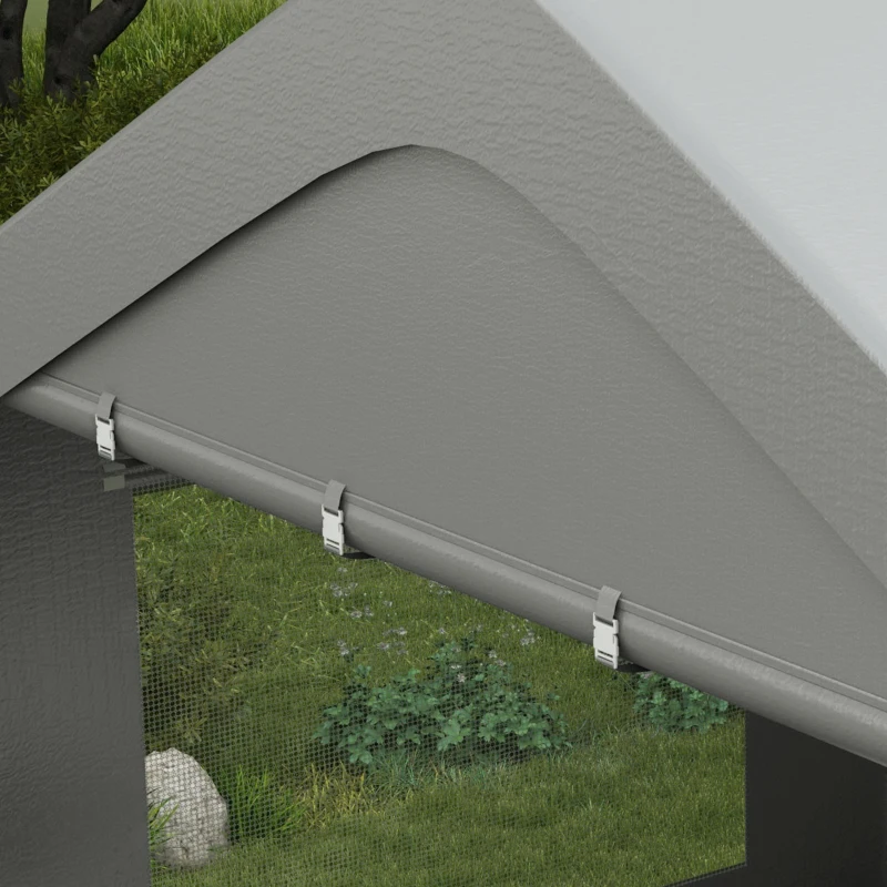 Outsunny 10' x 20' Carport, Heavy Duty Portable Garage, with 4 Mesh Windows and 2 Doors, Gray