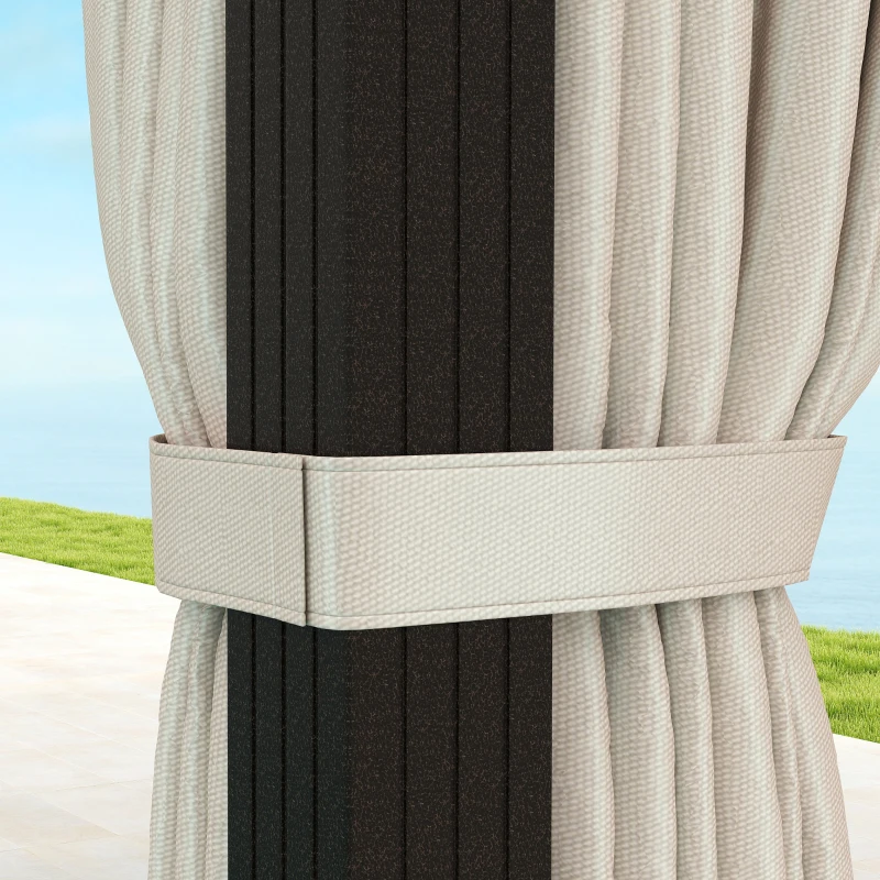 Outsunny 10' x 13' Hardtop Gazebo Canopy with UPF30+ Double Polycarbonate Roof, Aluminum Frame, Netting and Curtains, Beige