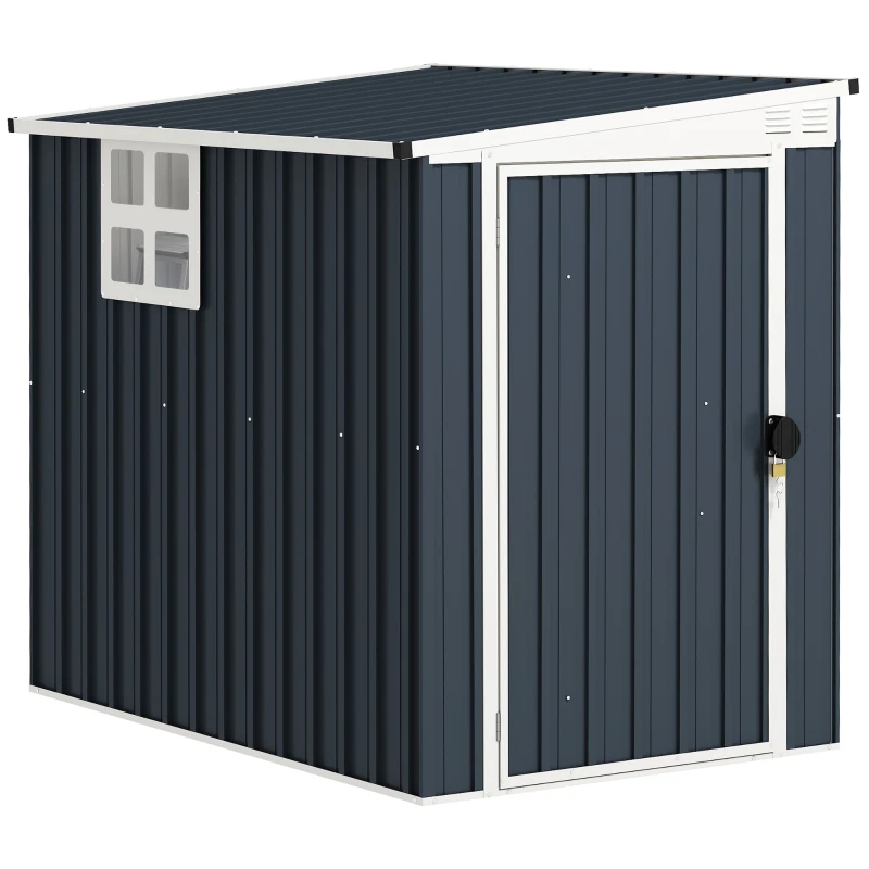 Outsunny 4' x 6' Outdoor Storage Shed, Metal Garden Shed with Window, 2 Vents and Lockable Door for Backyard, Garden, Patio