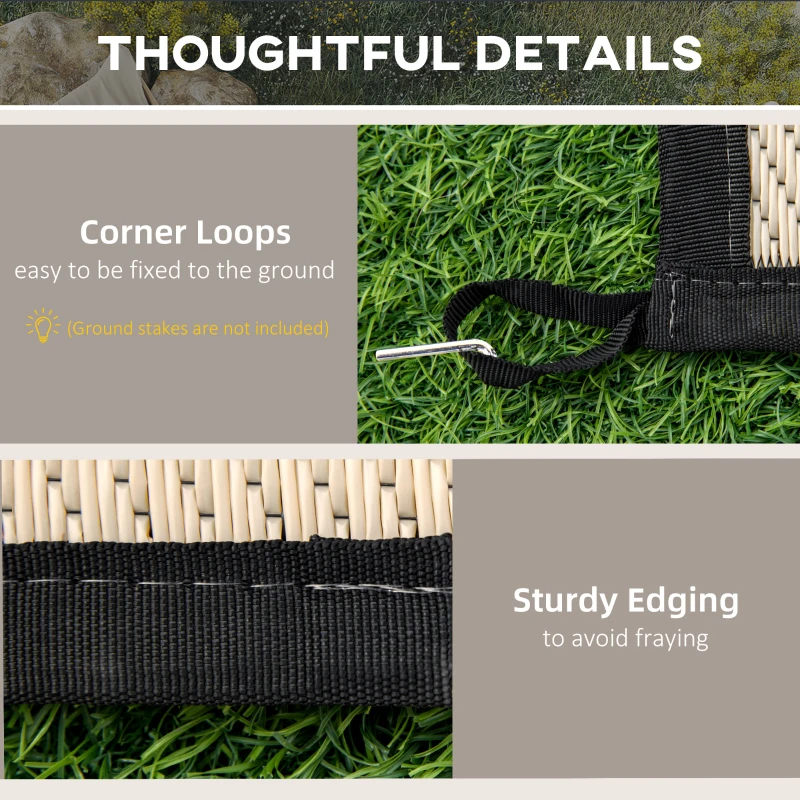 Outsunny Reversible Outdoor RV Rug, 9' x 18' Patio Floor Mat, Plastic Straw Rug for Backyard, Deck, Picnic, Beach, Camping, Black and Beige