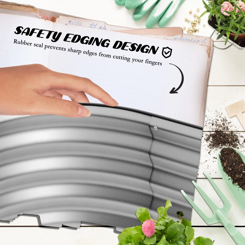 Outsunny 4'x3'x1' Outdoor Raised Garden Bed, 2-Tier Galvanized Planter Box with Safety Edging for Vegetable, Flower, Fruit