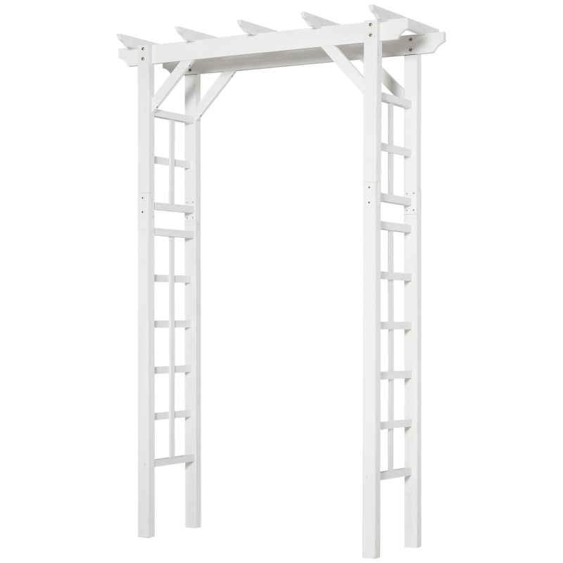 Outsunny 85" Wooden Garden Arbor for Wedding and Ceremony, Outdoor Garden Arch Trellis for Climbing Vines - White