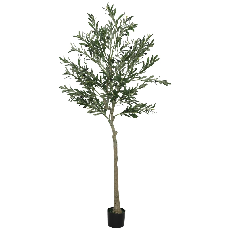 HOMCOM 6ft Artificial Olive Tree in Pot with Silk Leaves, Fruits, Faux Tree, Indoor Fake Plant for Home, Office, Living Room(m-11)