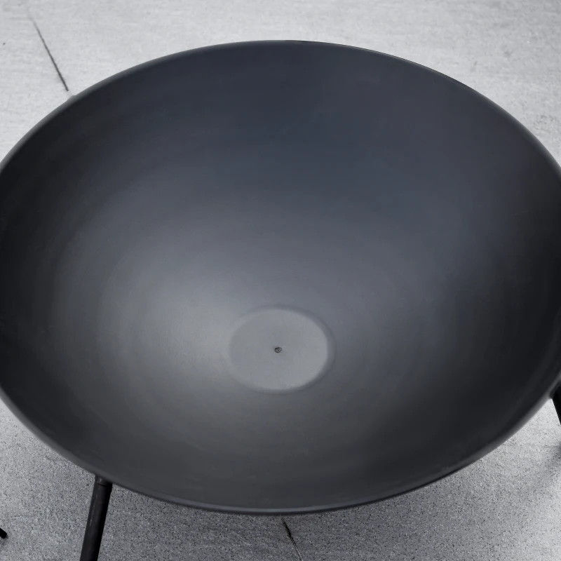 Outsunny Fire Pit with Poker, Garden Fire Brazier Patio Heater Log Wood Burner for Outdoor Camping Bonfire, Black