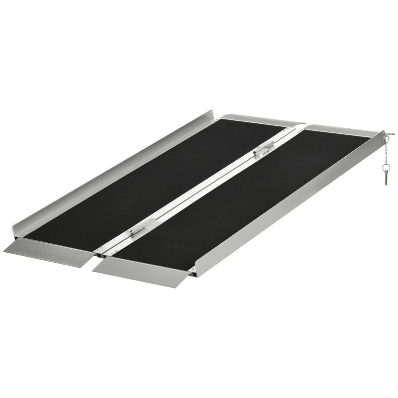 HOMCOM 4' Portable Wheelchair Ramp Aluminum Threshold Mobility Single-fold for Scooter with Carrying Handle