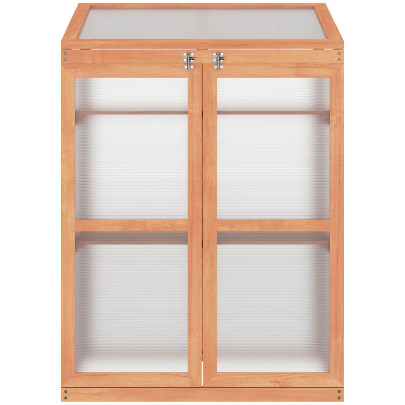 Outsunny Wooden Cold Frame Greenhouse Small Mini Planter Box, 30" L x 24" W x 44" H, Natural
